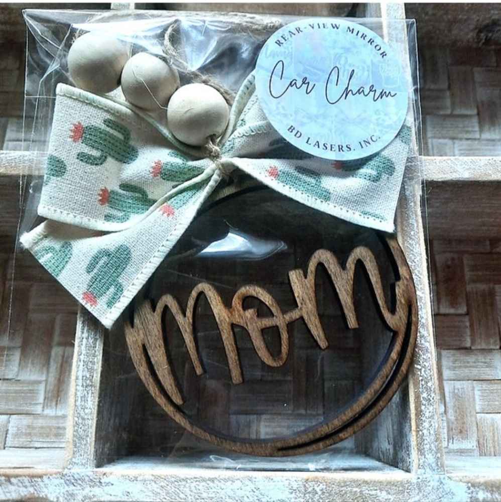 "Mom - Cactus" Car Charm